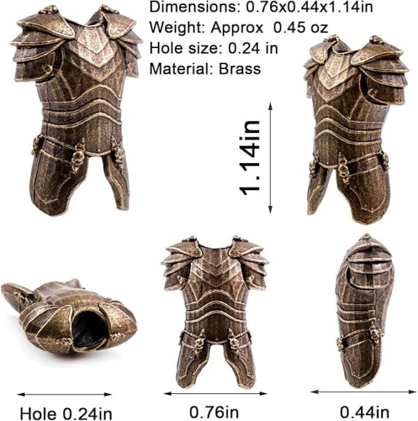 Knife Lanyard Beads - Hand-Cast Pure Copper Paracord Beads for Knives 0.24" Hole Fits 550 Cord & Tactical Gear Knife Bead for EDC Survival & Menâs Gifts (FD-101DZ) - Image 4