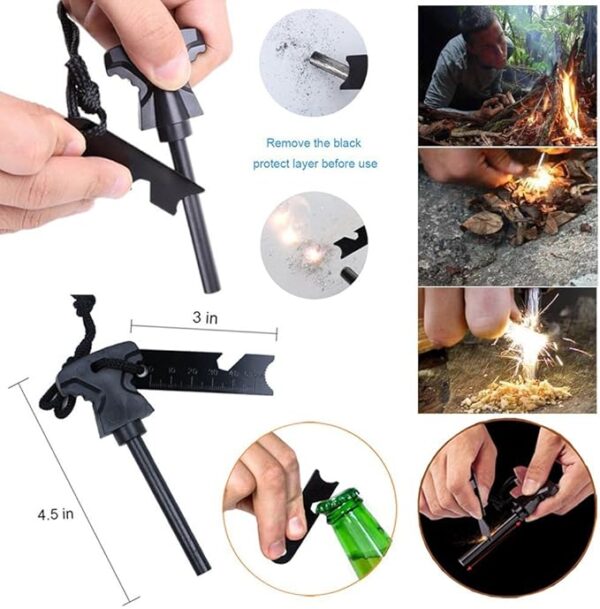 XUANLAN Emergency Survival Kit 13 in 1, Outdoor Survival Gear Tool with Survival Bracelet, Fire Starter, Whistle, Wood Cutter, Water Bottle Clip, Pen (Survival Kit 2) - Image 6