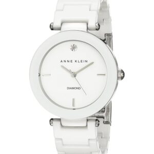Anne Klein Women's Black Ceramic Bracelet Watch with Diamond Accent