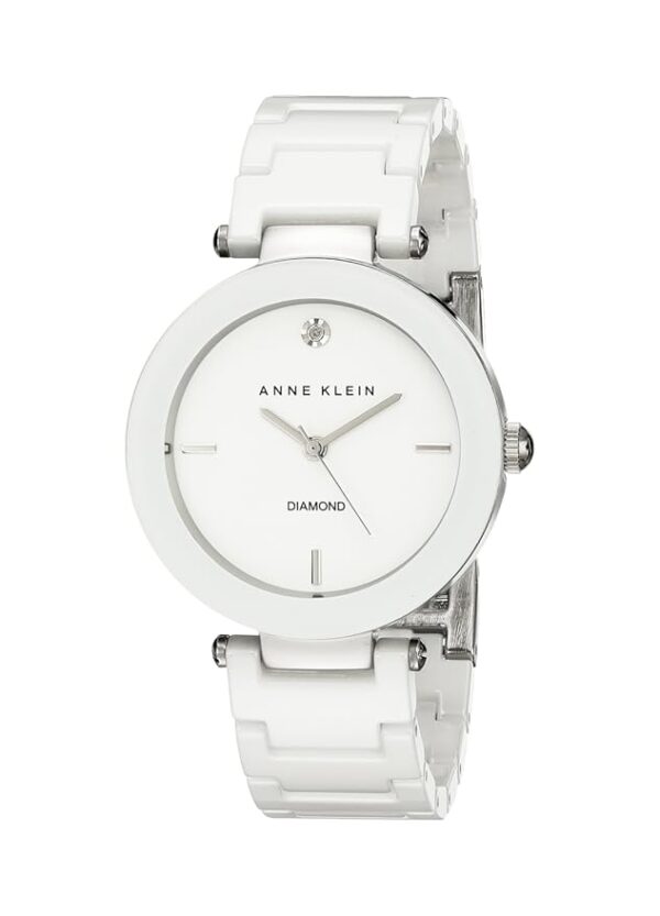 Anne Klein Women's Black Ceramic Bracelet Watch with Diamond Accent