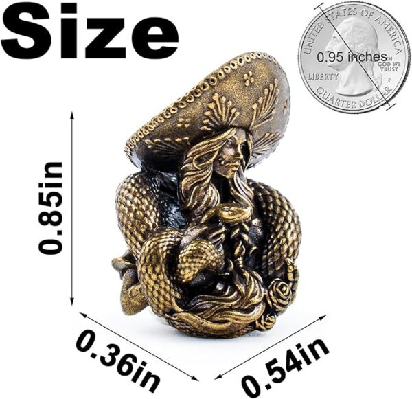 Knife Lanyard Beads - Lost-Wax Cast Paracord Bead for Knife, w/Tactical 0.24" Hole | Patina-Aging Brass Paracord Beads for EDC Kits, Survival Gear & Zipper Mods | Men's DIY Gift Set Snake - Image 3