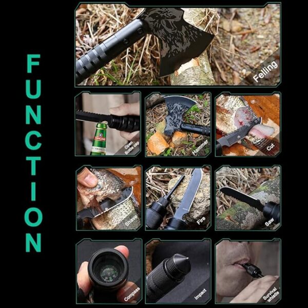 LIANTRAL Survival Camping Axe, Folding Tactical Axe Hatchet with Hammer, Nylon Sheath for Outdoor Adventures - Image 4