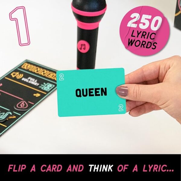 Lucky Egg Official Grab The Mic â Family Karaoke Game, 8+ Year Olds, 2-10 Players - Board Game for Bad Singers with 250 Lyrics (125 Cards) for Hilarious Game Nights & Birthday Party, Kids Gift - Image 4