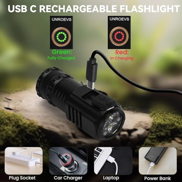 Mini Flashlight 2550 Lumens Rechargeable USB C Charging, Small Flashlights High Lumens 5 Modes, Pocket Flashlight with Clip, Magnetic Flashlight for EDC,Camping, Hiking,Emergency (24pack) - Image 4