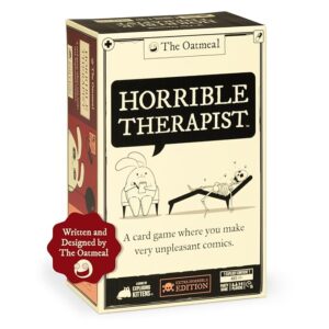 Exploding Kittens Horrible Therapist: Extra Horrible Edition 3-8 Players - Ages 17+ - 15 Minutes to Play - Comic Building Card Game - Ideal for Party, Family Game Night - White