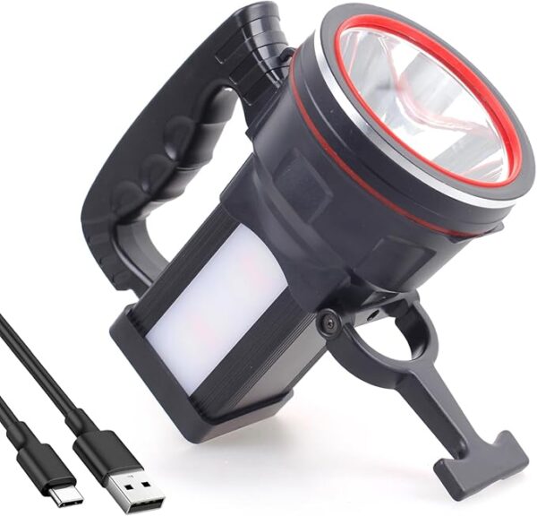 BIGSUN Spotlight Flashlight, 12800 mAh Rechargeable Flashlights High Lumens, Bright Flashlight, Outdoor Waterproof Camping Search Light Tactical Torch for Emergency, Boat, Hunting (Expolrar 2) - Image 2
