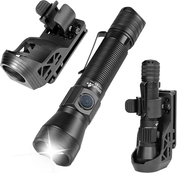 ULTRAFIRE Tactical EDC Flashlight with Holster,1350 High Lumens Rechargeable Police Flashlight with Belt Holder,Zoomable LED Flashlights for Emergency,Law Enforcement Torch E5 - Image 2