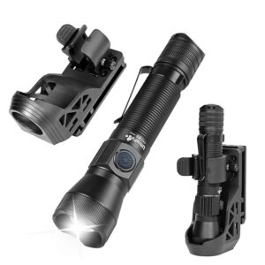 ULTRAFIRE Tactical EDC Flashlight with Holster,1350 High Lumens Rechargeable Police Flashlight with Belt Holder,Zoomable LED Flashlights for Emergency,Law Enforcement Torch E5