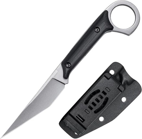 Fixed Blade Knife, D2 Steel Blade and G10 Handle, Utility EDC Knife for Outdoor Survival Hiking Camping with Kydex Sheath OS1221 (Silver) - Image 2