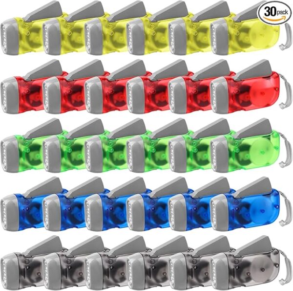 30 Pcs Hand Crank Flashlight 3 LED White Light Hand Press Torch No-Battery Flashlight Handpress Powerful Emergency Light Safety Tool for Camping Hiking Autumn and Survival Christmas Child Shoeboxes - Image 2