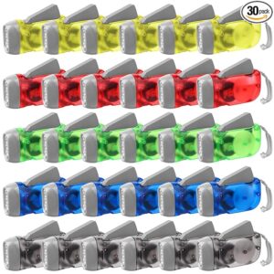 30 Pcs Hand Crank Flashlight 3 LED White Light Hand Press Torch No-Battery Flashlight Handpress Powerful Emergency Light Safety Tool for Camping Hiking Autumn and Survival Christmas Child Shoeboxes