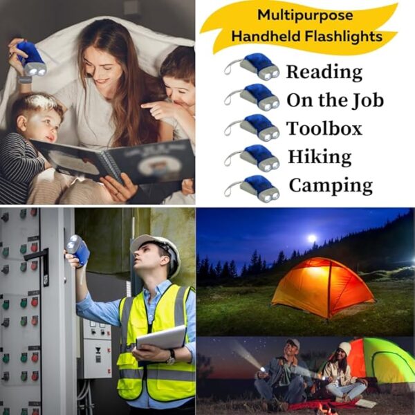 Evelots Hand Crank Emergency Flashlights -48 Pack- Camping , Home , Car - Double LED Bright Lights - Great for Hiking , Outdoor Sports , Power Outage Easy to Use - Image 4
