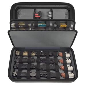 ANKHOH Knife Display Case for 56+ Pocket, Folding Knives Storage Holder, Collection Carrying Box for Tactical, Hunting, EDC, Survival, Camping, Mini Knives, Butterfly Knife Organizerï¼Grey