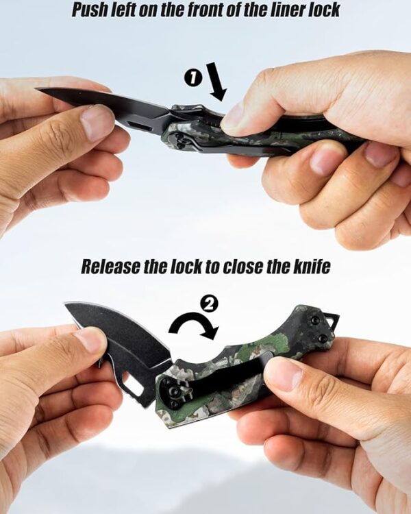 FLISSA Survival Hunting Knife and Mini Folding Pocket Knife - Image 5