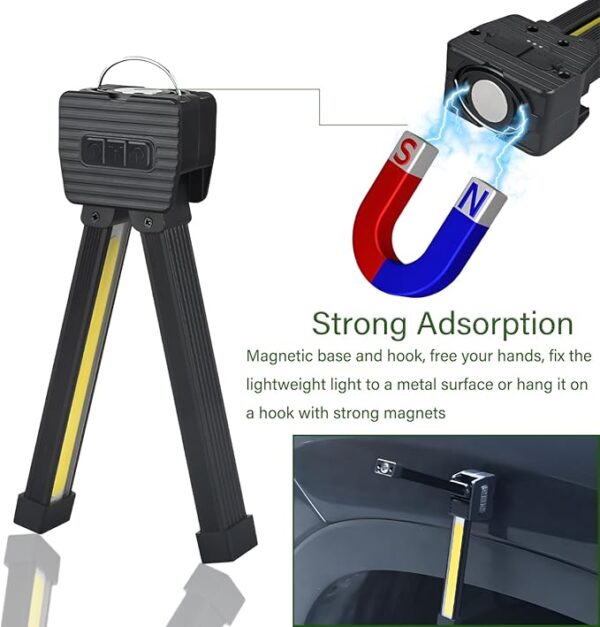 Portable LED Camping Light â Rechargeable Work Light with Magnet & Hanging Hook, for Gym Posing, Reading,Emergency Use, Magnet LED Flashlight & Power Bank (1PC) - Image 4