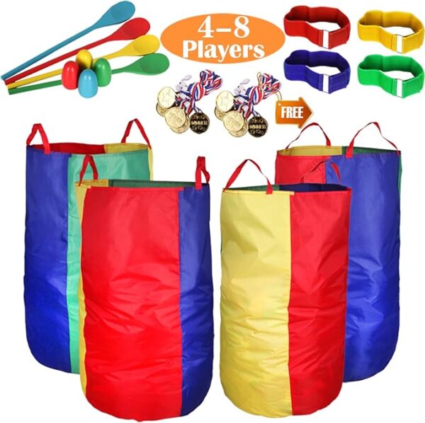 CWLAKON Outdoor Games, Potato Sack Race Bags for Kids Adults, Egg Spoon Relay Race, 3 Legged Race Bands, Birthday Party, Field Day Family Reunion Carnival Outside Yard Lawn Easter Fall Festival Games - Image 2