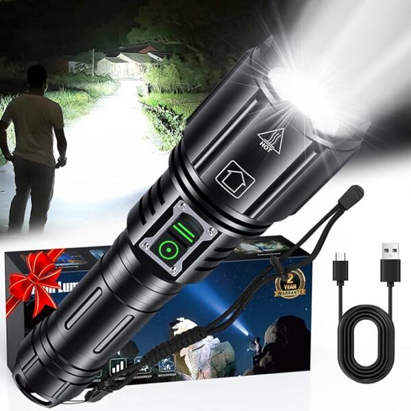LED Super Bright Flashlight 2000 High Lumens, High Powered Rechargeable Flashlights, 6 Modes Zoomable, Waterproof Flash Lights, Tactical Handheld Flashlight for Emergency, Camping, Outdoor, Home - Image 2