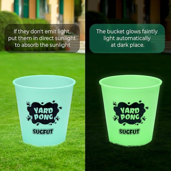 Yard Pong Outdoor Games Glow in Dark with 12 Buckets and 6 Balls, Backyard Toss Games Glow Yard Game for Adults, Family and Kids - Image 5