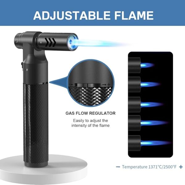 2 Pack Butane Torch Lighter Soldering Torch Refillable Adjustable Kitchen Blow Torch for DIY Grill BBQ Baking Desserts Melting Camping(without Fuel) - Image 4