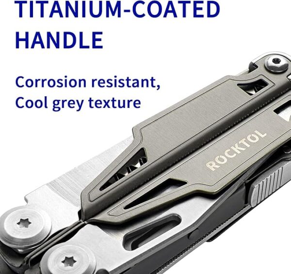 Multitool,19-in-1 Multitool Pliers with Titanium-plated Handle, Safety Locking, Lightweight EDC Tool and Nylon Sheath for Men,Outdoor Survival,Hiking,Camping - Image 4