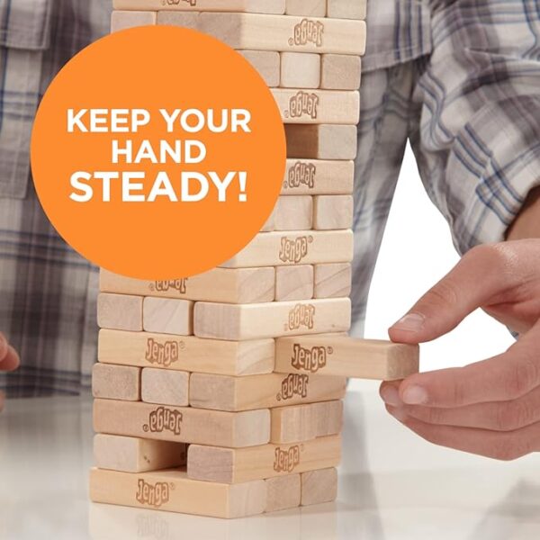 Hasbro Gaming Jenga Wooden Blocks Stacking Tumbling Tower Game | Party Games for Kids & Families | Easter Basket Stuffers | Ages 6+ (Amazon Exclusive) - Image 6
