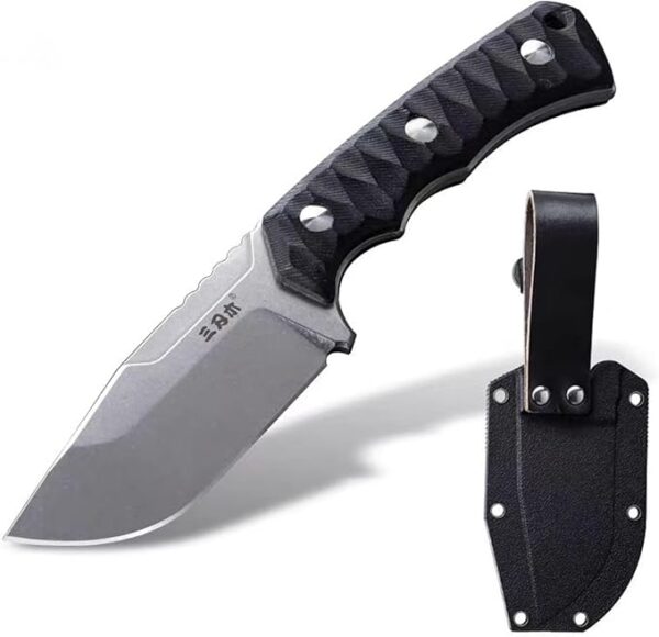Sanrenmu Fixed Blade Knife with Sheath Full Tang 3.86â 8CR13MOV Blade EDC Outdoor Knife for Camping Survival Hiking (Black+White) - Image 2