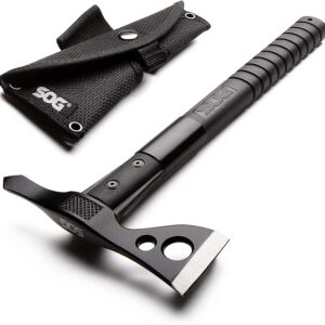 SOG FastHawk- Lighter, Faster, Agile Throwing Hatchet, Versatile Survival Tactical Axe for Competition Throwing and Camping, Hunting and Packing-Black (F06TN-CP)