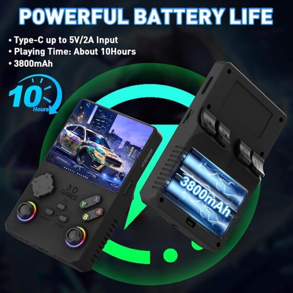 V40 PRO Upgraded Retro Handheld Game Console, Built in 35,000+Classic Games, 36+Simulators, Linux System, 3.5-inch 4K HD IPS Screen Video Player, 256GB TF Card, Portable Pocket Arcade Console (Black) - Image 5