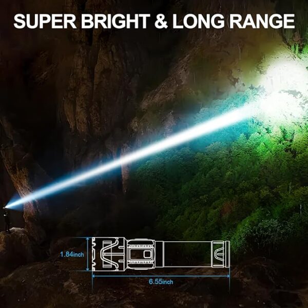 Rechargeable Flashlights High Lumens - Super Bright LED Tactical Flash Light, Powerful Waterproof Handheld USB C Flashlight for Camping,Emergencies,Home,5 Modes,Zoomable (2, Black) - Image 3