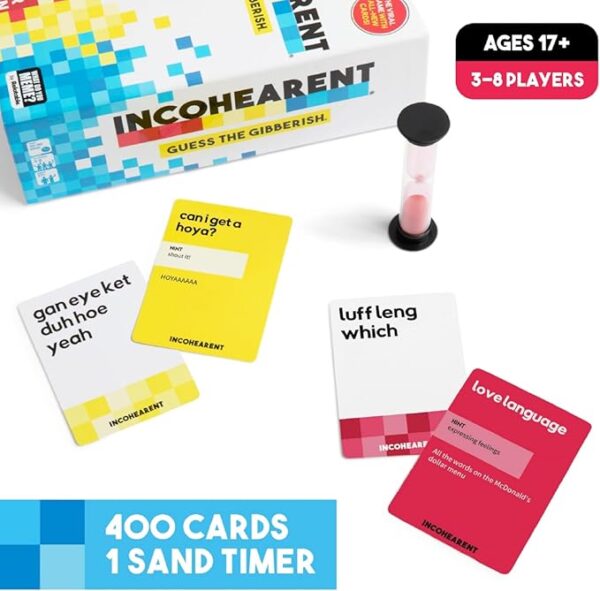 Incohearent, The Guess the Gibberish Party Game by Relatable, A Funny Card Game for Adults, Great for Bachelorette Party Games or Game Night Games, Includes 400 Cards, Instructions, and 1 Sand Timer - Image 6