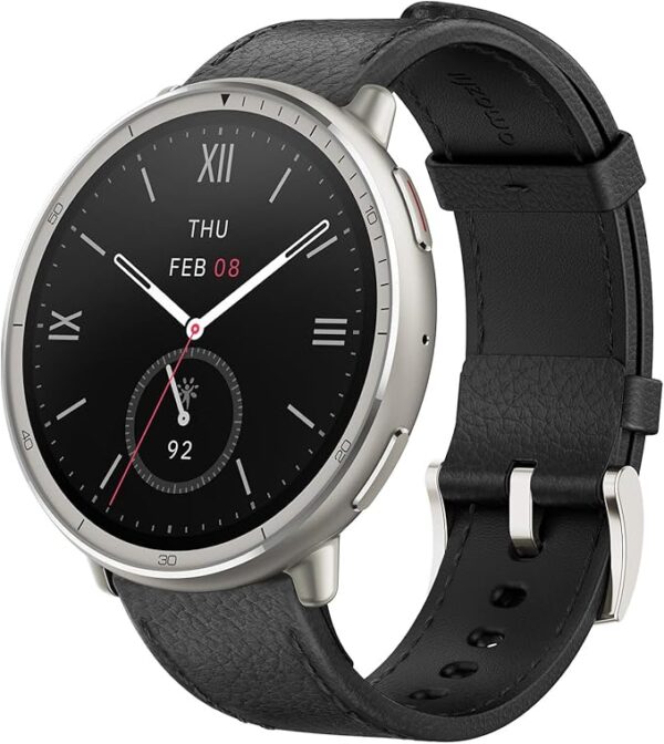 Amazfit Active 2 Smart Watch 44mm, 10 Day Battery, Fitness Tracker, Sleep Monitor, GPS Maps, 160+ Sport Modes, Water Resistant, for Android & Apple iPhone, Sapphire Glass, Black Leather Strap - Image 3