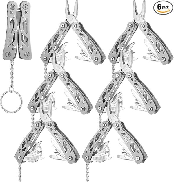 Lasnten 6 Pack Small Multitool Pliers Gift for Men Stainless Steel Multitool Mini Pliers Foldable Knife, Bottle Opener, Screwdriver Apply to Survival, Camping, Hunting Dad Gifts for Father's Day - Image 2