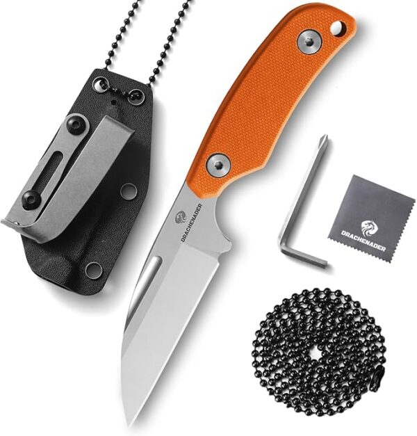Small Fixed Blade Knife, 5.82" Full Tang Knife with D2 Steel 2.99" Blade, G10 Handle, Ergonomic Design for EDC, Camping, Hiking, and Survival (Silver Blade + Orange Handle, S-2-Sheepsfoot-Orange Handle) - Image 2
