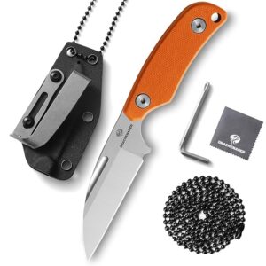 Small Fixed Blade Knife, 5.82" Full Tang Knife with D2 Steel 2.99" Blade, G10 Handle, Ergonomic Design for EDC, Camping, Hiking, and Survival (Silver Blade + Orange Handle, S-2-Sheepsfoot-Orange Handle)