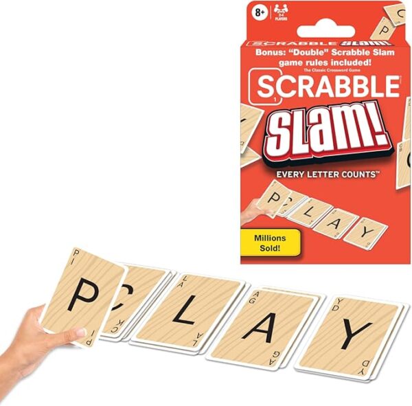 Winning Moves Scrabble Slam The Original 2000's Mega Hit Scrabble Card Game Games USA, Fast-Paced Card Game Version of Scrabble, for 2 to 4 Players, Ages 8+, Red - Image 2
