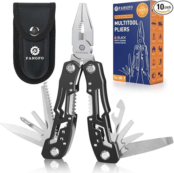 10 Pcs14-In-1 Multitool - Multi-functional Stainless Steel Pocket Knife for Men, Perfect for Outdoor, Home, and Auto Repair - Image 2