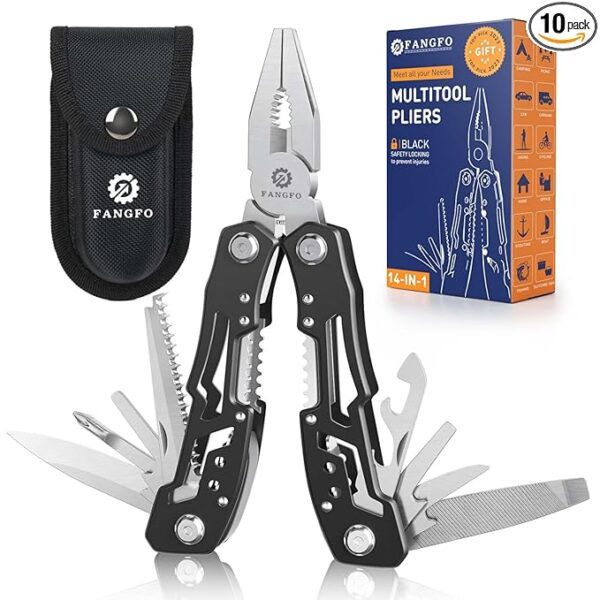 10 Pcs14-In-1 Multitool - Multi-functional Stainless Steel Pocket Knife for Men, Perfect for Outdoor, Home, and Auto Repair