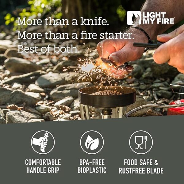 Light My Fire Knife 3.5-in Fixed Blade Survival & Camping Knife with Sheath, Magnesium Flint Fire Starter 3,000 Strikes - Image 5