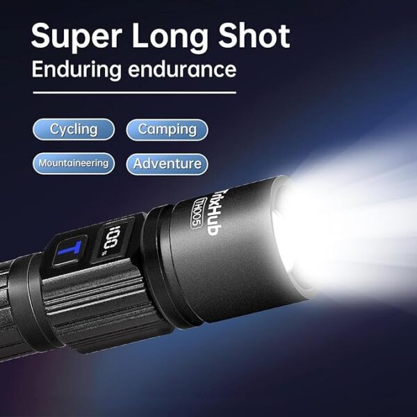 Rechargeable Flashlights High Lumens, Super Bright Flash Light, 5 Modes Zoomable Linternas with LCD Digital Display, Powerful Handheld LED Flashlights for Emergencies Camping - Image 6