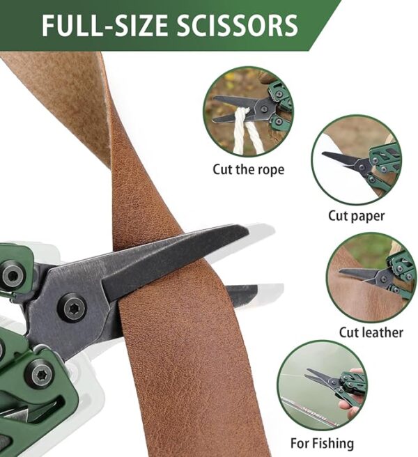 NexTool Flagship Pro, Multi Tool, Multitool Pliers with Folding Scissors, Replaceable Wire Cutters and Safety Locking, Multi Tool Pocket Knife, Survival Tools with Glass Breaker, Gifts for Men-Green - Image 5