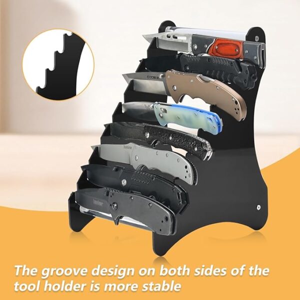 Acrylic Knife Block, Fixed Blade Knife Series Display Stand/Case - Knife Holder for Tactical & Survival Knives, Holds 8 Knives - Image 3