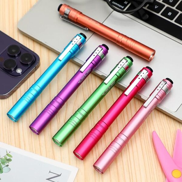 12 Pack LED Penlight Bulk, Pocket Flashlight with Clip, Aluminum Pen Flashlights Mini Pen Light for Nurses Hospital Outdoor Camping Emergency Hiking (Colorful) - Image 5