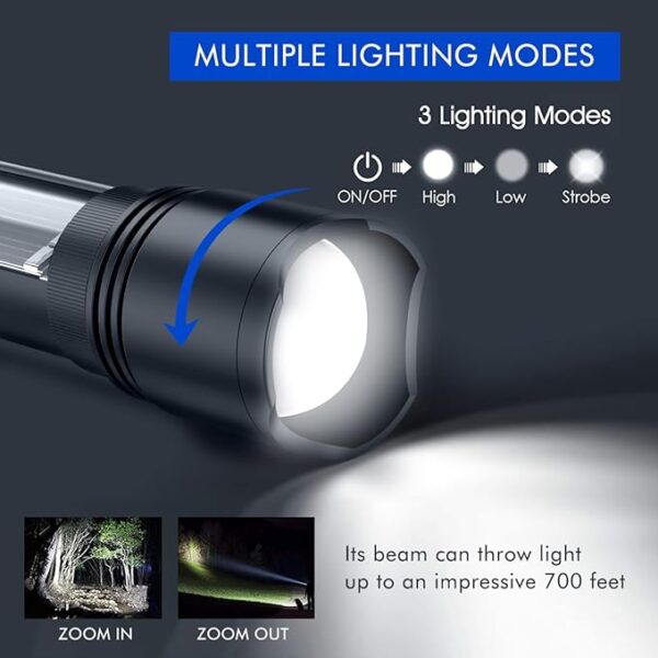 NPET T08-2 Solar Power Flashlight Car Flashlight USB Rechargeable Tactical Multi-Function Torch Emergency Tool (T08-2pack) - Image 4
