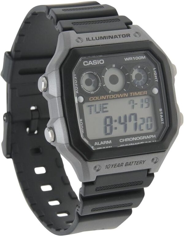 Casio AE-1300WH Series | Watches for Men | Digital Watch | Black | 1/100 SEC Stopwatch | 9 Interval Timers | LED Light | 100M WR | Multi Alarm | Calendar | World Time | 12/24 Hour Format | 10 Yr Batt - Image 6
