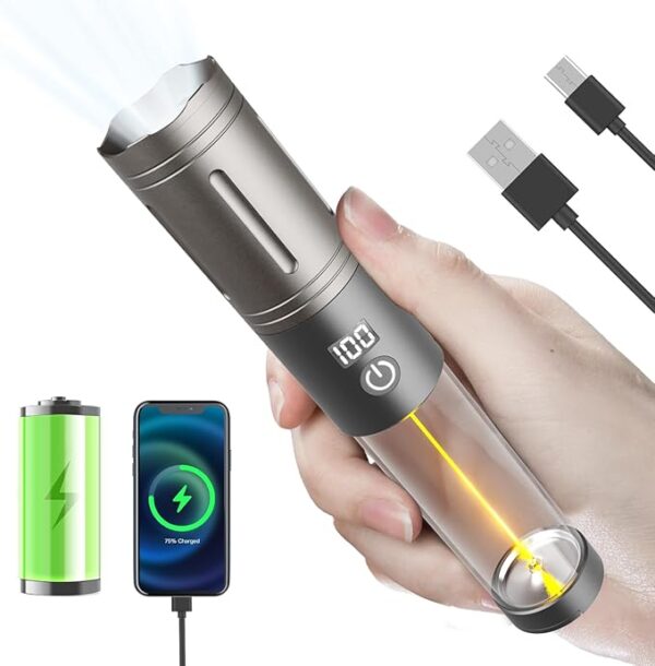LED Flashlights, Super Bright Tactical Flashlight, Rechargeable, 5 Modes Zoomable Waterproof Flash Lights Adjustable Brightness, Long Lasting for Camping, Emergency, Outdoor, Home, Hiking - Image 2