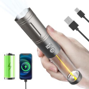 LED Flashlights, Super Bright Tactical Flashlight, Rechargeable, 5 Modes Zoomable Waterproof Flash Lights Adjustable Brightness, Long Lasting for Camping, Emergency, Outdoor, Home, Hiking