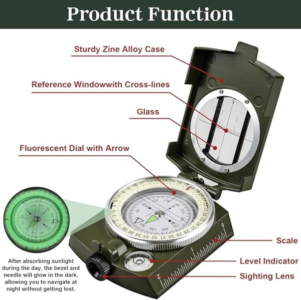 Compassesï¼Hiking Compass for Survival with ï¼Compass Survivalï¼Waterproof Durable and Pocket-SizedTactical Survival Compass with Lanyardï¼Climbing Biking Exploring Geology, Outdoor Activities - Image 5