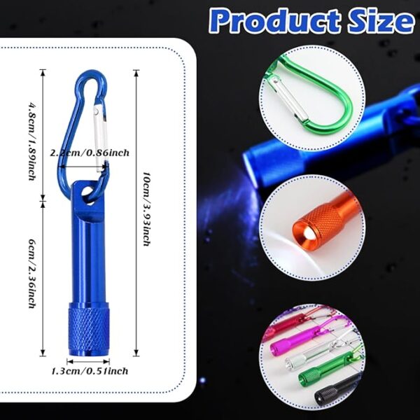 30 Pack Mini Keychain Flashlights Bulk, Ultra-Bright LED Metal Carabiner Clip Lights,Compact Emergency Lights for Camping, Hiking, Cycling, Survival Kits(30) - Image 3