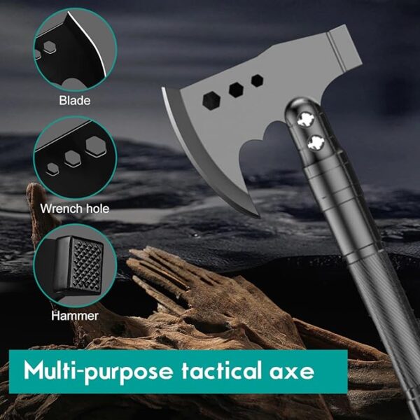 Survival Shovel Survival Axe Set - Camping Shovel Hatchet Survival Tools, with Extension Rod & Flashlight & Pliers & 16-in-1 Multi-Tool, for Cycling, Hiking, Outdoor Camping - Image 4