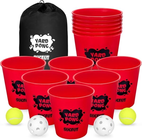 Yard Pong Outdoor Games Set, Yard Games with Durable Buckets, Balls and Carrying Bag, Backyard Toss Game, Outdoor Games for Adults, Family - Image 2